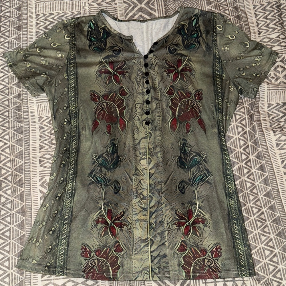 Floral Button-Up Women Top